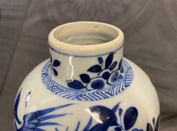 A Chinese blue and white five-piece garniture, Kangxi